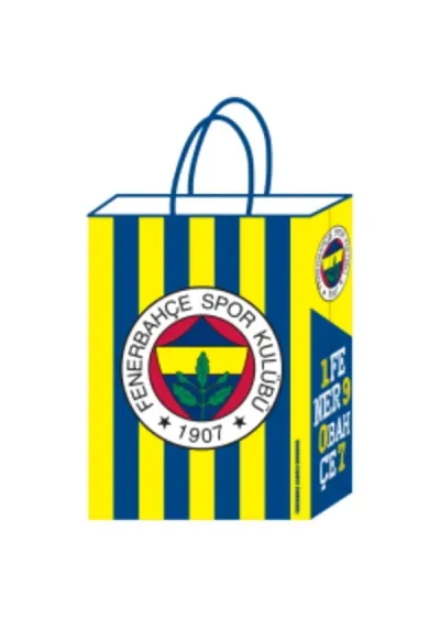 Fenerbahçe Büküm Saplı Kağıt Çanta 18x24cm 12'li