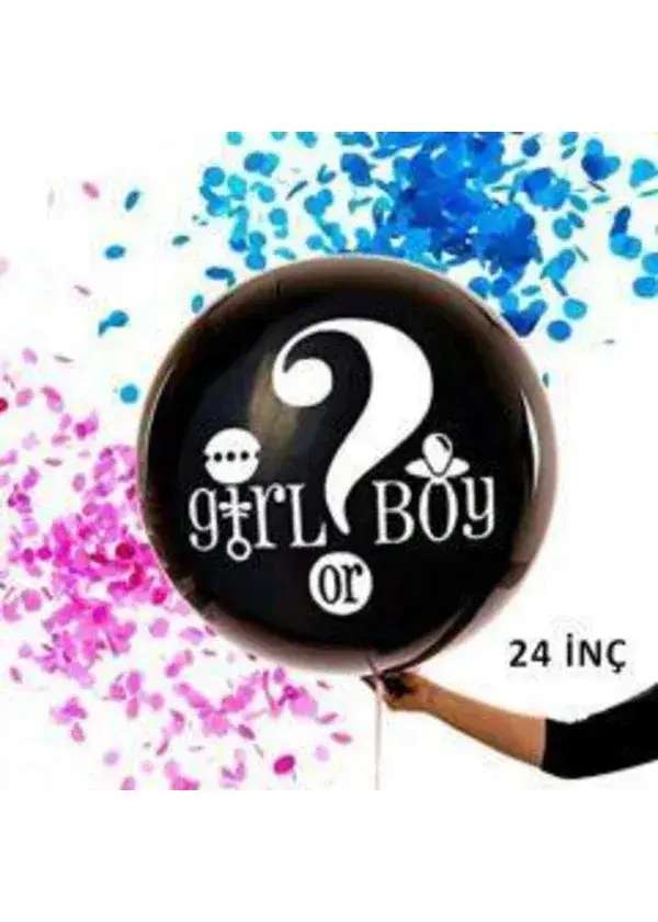 24 inç Cinsiyet Belirleme Partisi Konfetili Balon Erkek Mavi