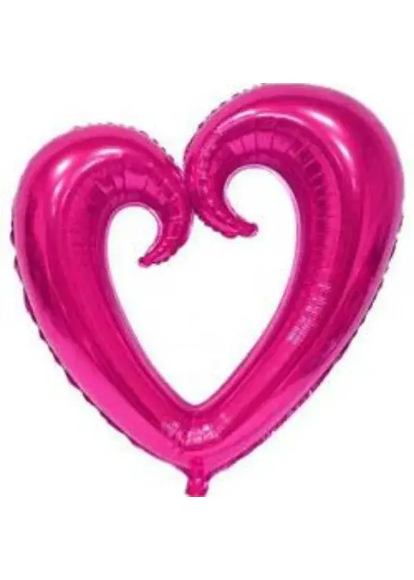 Kıvrımlı İçi Boş Fuşya Kalp Folyo Balon 100cm