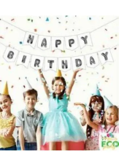 Happy Birthday Beyaz Gümüş Harf Banner