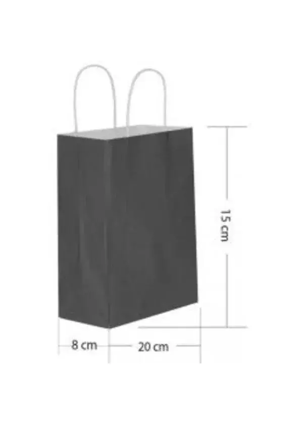 Siyah Büküm Saplı Kağıt Çanta 15x20cm 25ad.