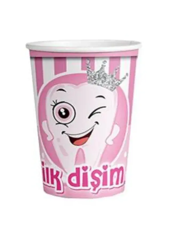İlk Dişim Kız Karton Bardak 8'li