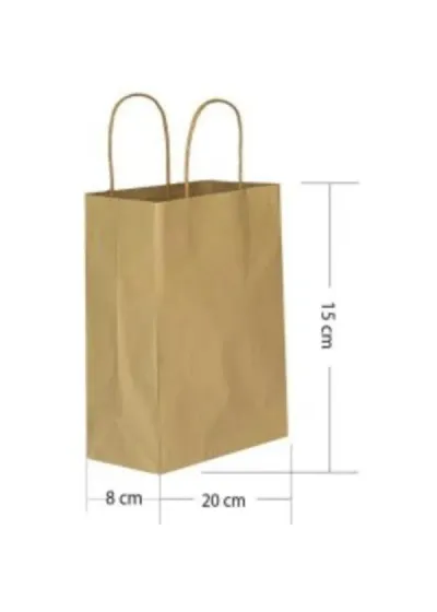 Kraft Büküm Saplı Kağıt Çanta 15x20cm