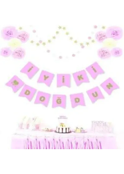 Pembe Altın İyi Ki Doğdun Harf Banner