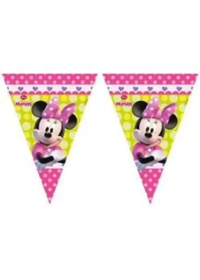 Minnie Pembe Fiyonklu Üçgen Flama