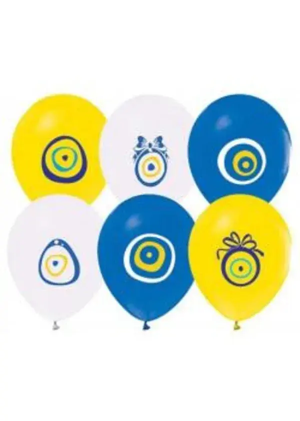 Nazar Boncuğu Baskılı Karışık Balon 5'li Paket
