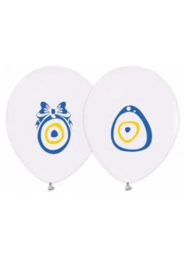 Nazar Boncuğu Baskılı Beyaz Balon 5'li Paket