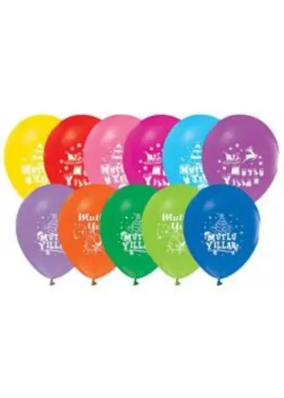 Mutlu Yıllar Baskılı Karışık Balon 5'li Paket