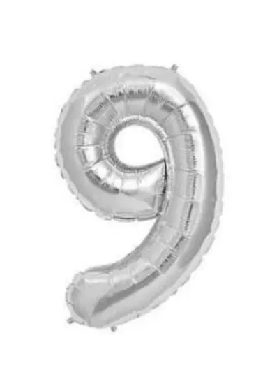 9 Rakam Folyo Balon Gümüş 40cm