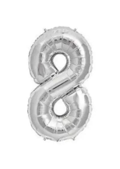 8 Rakam Folyo Balon Gümüş 40cm