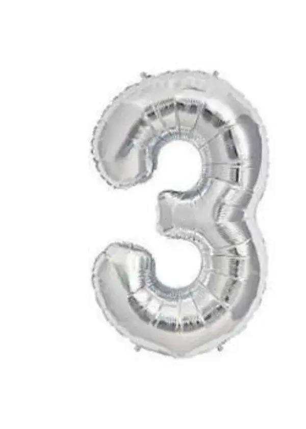 3 Rakam Folyo Balon Gümüş 40cm