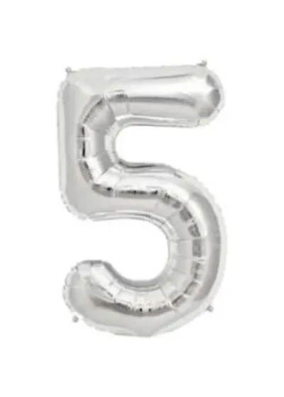 5 Rakam Folyo Balon Gümüş 100cm