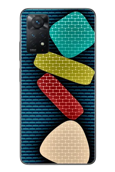 Redmi Note 11 Pro 4G Uyumlu Renkli Tuğlalar Baskılı Silikon Kılıf
