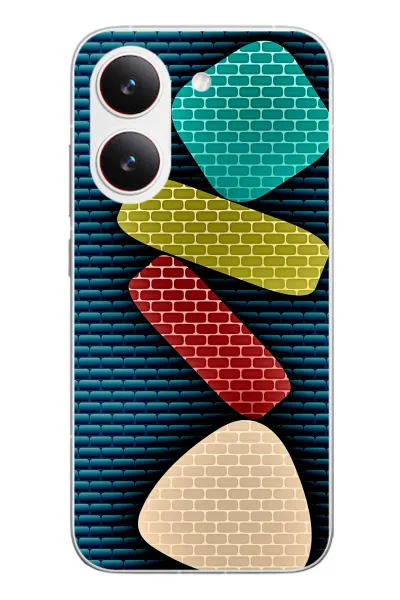 Poco X8 Pro Uyumlu Renkli Tuğlalar Baskılı Silikon Kılıf