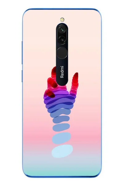Redmi 8 Uyumlu Tek El Gökkuşağı Baskılı Silikon Kılıf