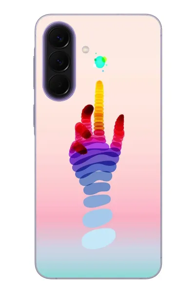 Samsung Galaxy A57 Uyumlu Tek El Gökkuşağı Baskılı Silikon Kılıf