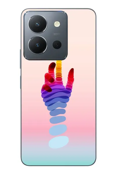 Vivo Y36 Uyumlu Tek El Gökkuşağı Baskılı Silikon Kılıf