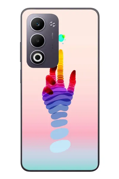 Oppo A5 4G Uyumlu Tek El Gökkuşağı Baskılı Silikon Kılıf