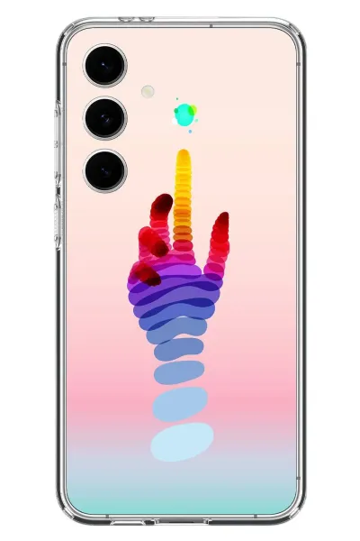 Samsung Galaxy S24 FE Uyumlu Tek El Gökkuşağı Baskılı Silikon Kılıf