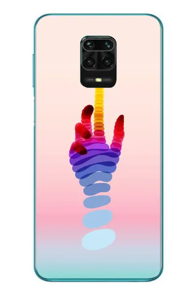 Redmi Note 9s Uyumlu Tek El Gökkuşağı Baskılı Silikon Kılıf