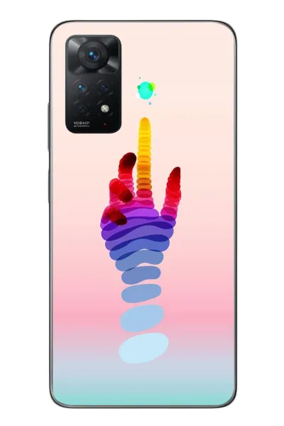 Redmi Note 11 Pro 4G Uyumlu Tek El Gökkuşağı Baskılı Silikon Kılıf