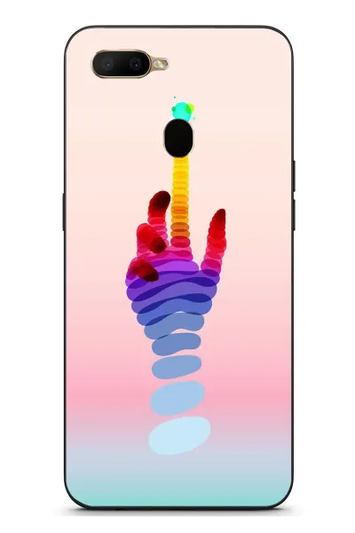 Oppo A5S Uyumlu Tek El Gökkuşağı Baskılı Silikon Kılıf