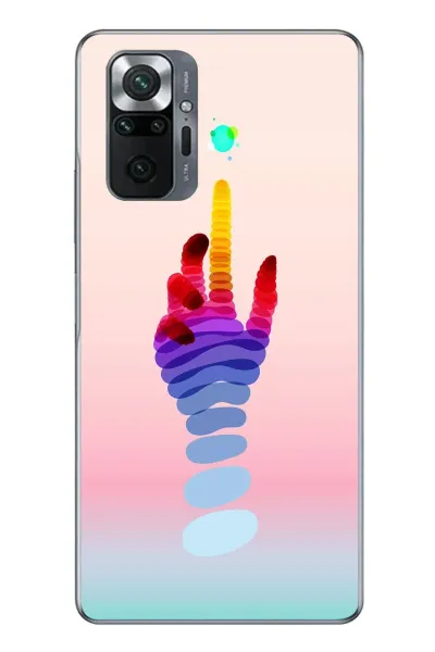Redmi Note 10 Uyumlu Tek El Gökkuşağı Baskılı Silikon Kılıf
