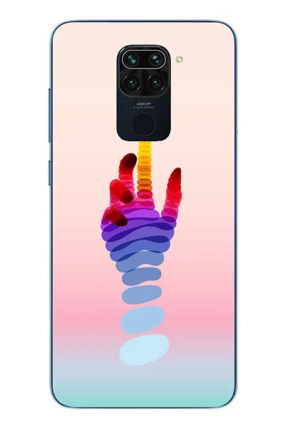 Redmi Note 9 Uyumlu Tek El Gökkuşağı Baskılı Silikon Kılıf