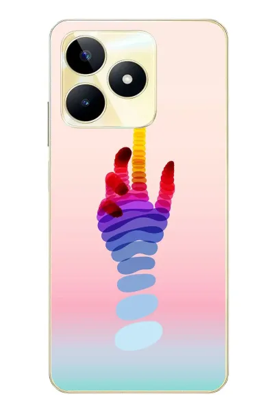 Realme C53 Uyumlu Tek El Gökkuşağı Baskılı Silikon Kılıf