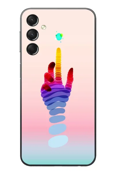 Samsung Galaxy A24 Uyumlu Tek El Gökkuşağı Baskılı Silikon Kılıf