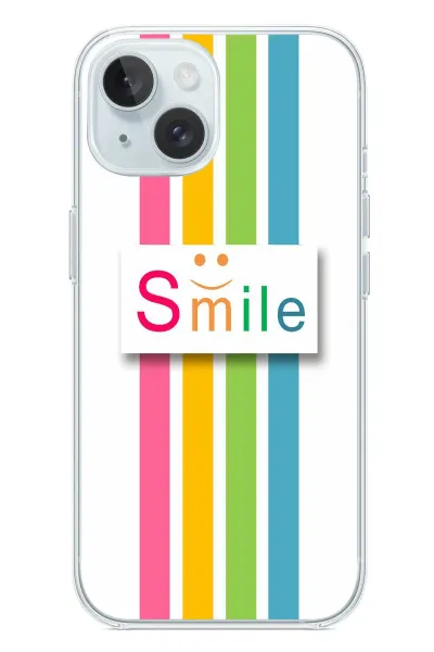 İphone 15 Uyumlu Smile Gökkuşağı Baskılı Silikon Kılıf