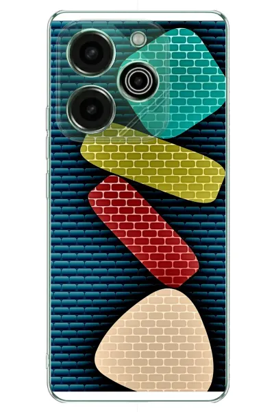 Tecno Pova 6 - Pova 6 Pro Uyumlu Renkli Tuğlalar Baskılı Silikon Kılıf