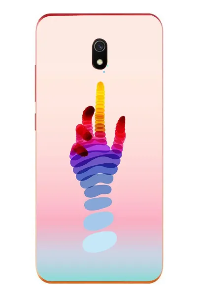 Redmi 8A Uyumlu Tek El Gökkuşağı Baskılı Silikon Kılıf