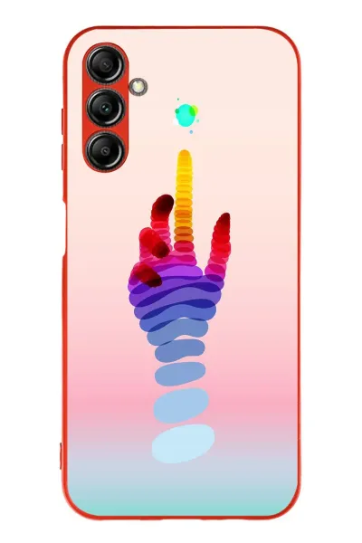Samsung Galaxy A14 Uyumlu Tek El Gökkuşağı Baskılı Silikon Kılıf