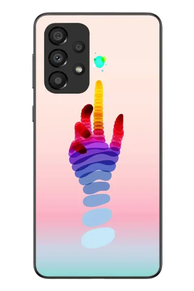 Samsung Galaxy A33 Uyumlu Tek El Gökkuşağı Baskılı Silikon Kılıf
