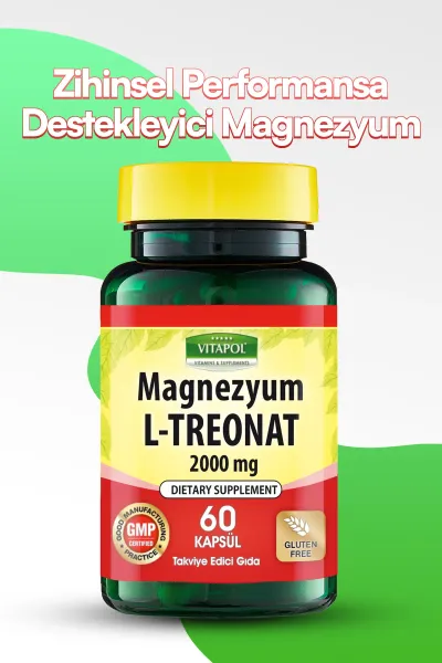 Magnezyum L-treonat 2000 Mg 60 Vegan Kapsül Magnesium L-treonate