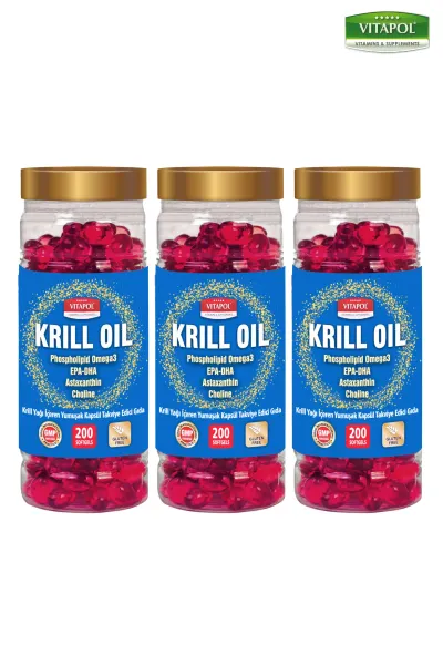 Krill Oil Complex Astaxanthin, Choline, Omega3, Epa Dha 200 Kapsül 3 Adet