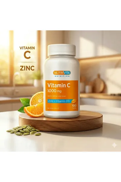 Vitamin C 1000 mg (Çinko+D Vitamini) 100 Tablet