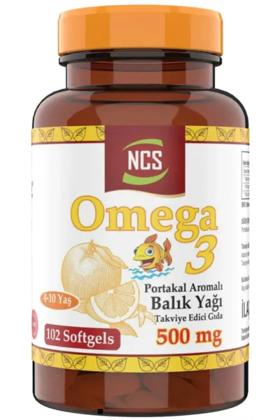 Omega 3 Balık Yağı 500 Mg 102 Softgel Portakal Aromalı 4-10 Yaş Kullanabilir