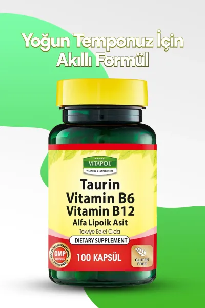 Taurin B6 B12 Alfa Lipoik Asit 100 Kapsül