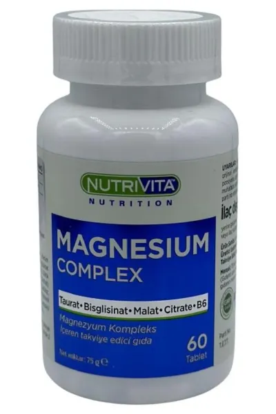 Magnesium Complex 60 Tablet Magnezyum Kompleks Taurat Bisglisinat Malat Sitrat V
