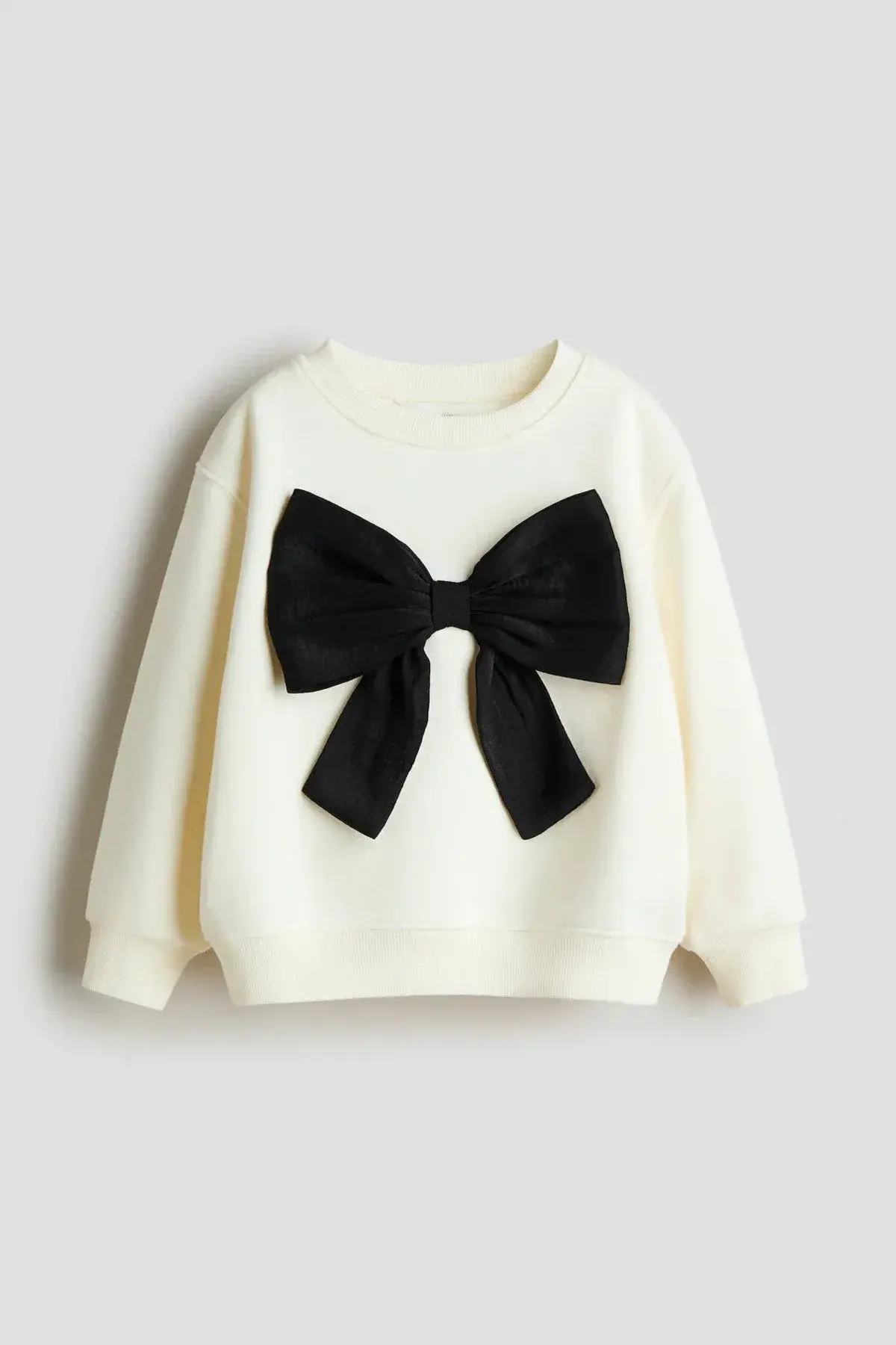 kiz bebek cocuk siyah fiyonklu ekru sweatshirt ZEYDER2345
