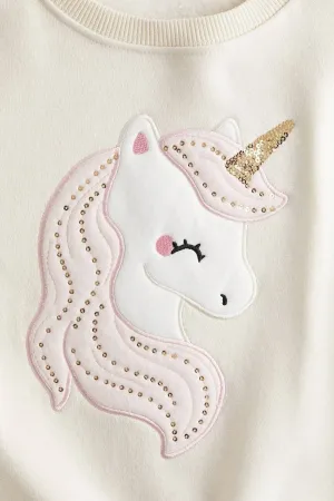 kiz bebek cocuk isiltili unicorn sweatshirt 3 10 yas