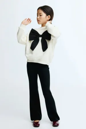 kiz bebek cocuk buyuk siyah fiyonklu ekru sweatshirt 18 ay 10 yas