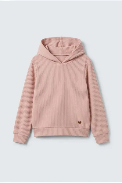 Kız Bebek & Çocuk Fitilli Kapüşonlu Sweatshirt