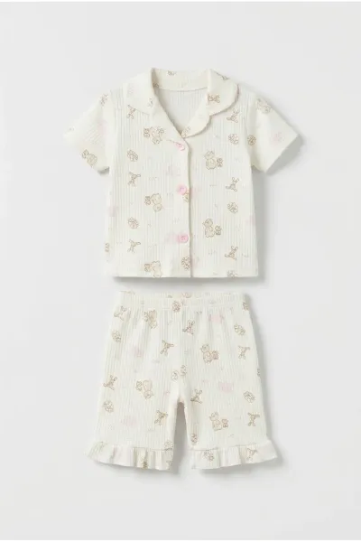 Kız Bebek Fitilli Pijama Takımı