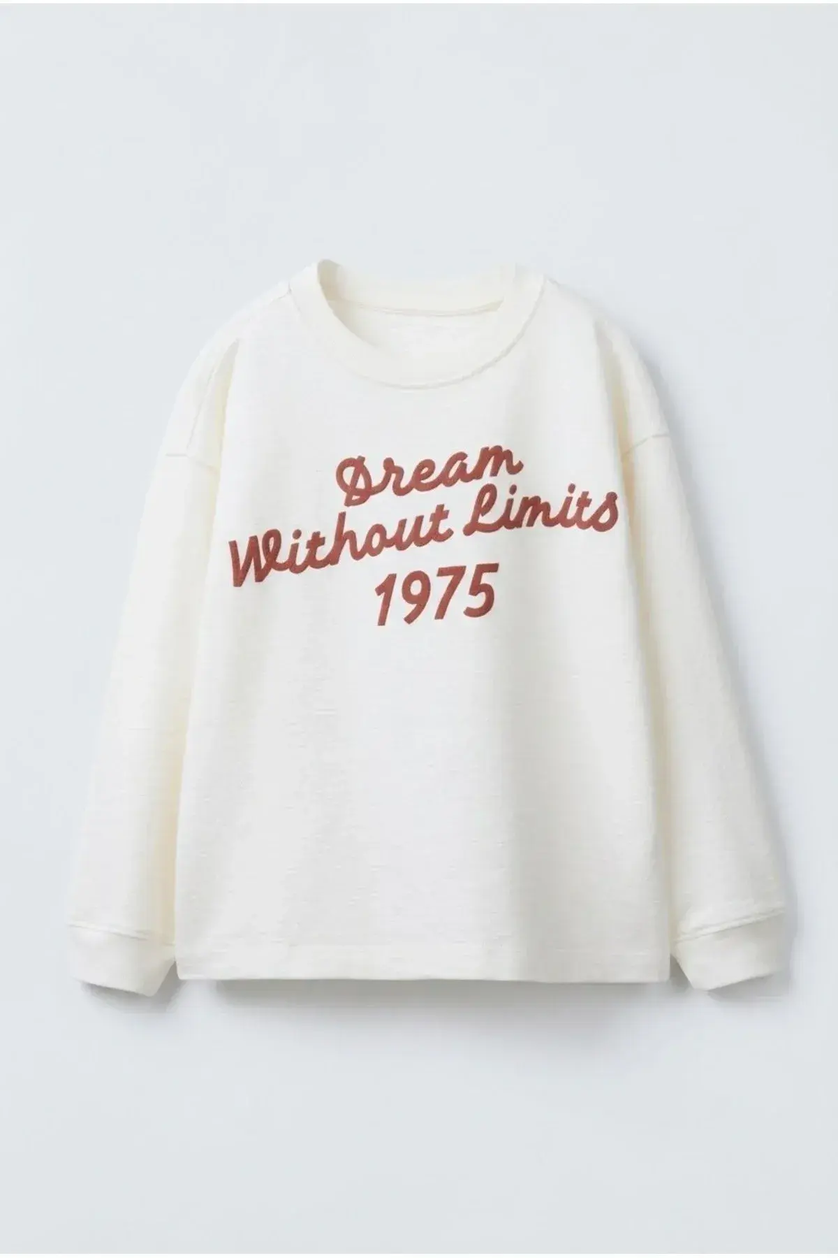 kiz cocuk yazili ekru sweatshirt ZEYDER2340