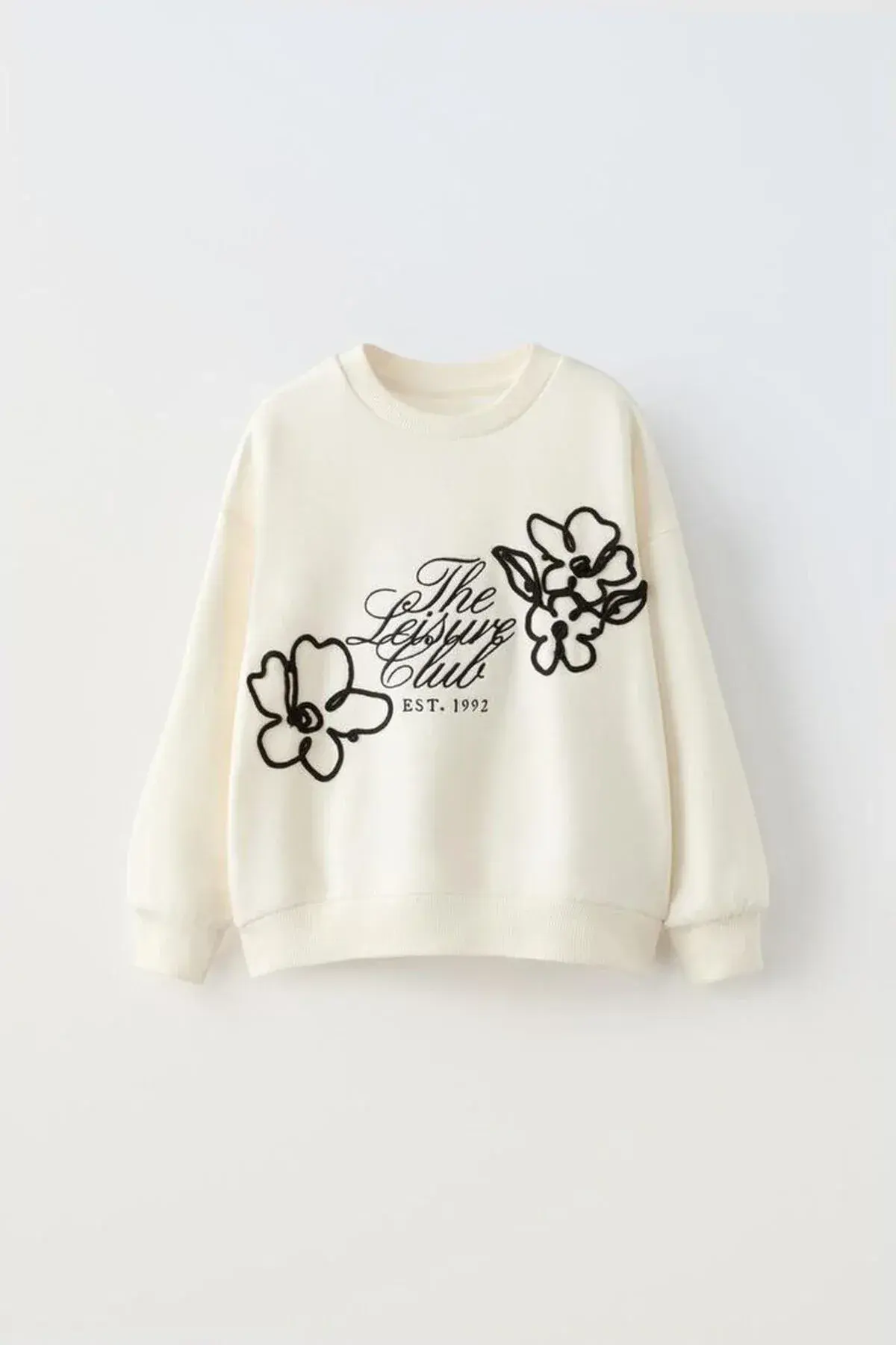 kiz cocuk the leisure club cicek baskili ekru sweatshirt 6 14 yas