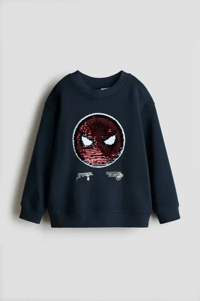 Erkek Bebek & Çocuk Çift Yönlü Pullu Sweatshirt