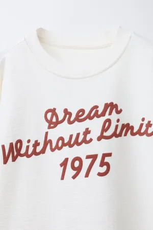 kiz cocuk dream without limits yazili ekru sweatshirt 6 14 yas